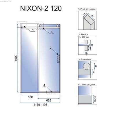 Душевая дверь REA NIXON-2 120 P REA-K5003