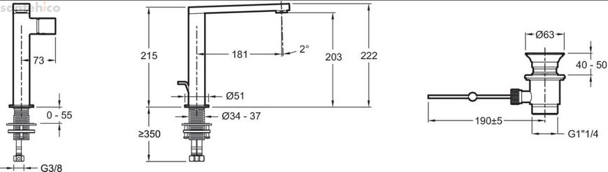 Високий змішувач для раковини Jacob Delafon COMPOSED Хром E73159-CP