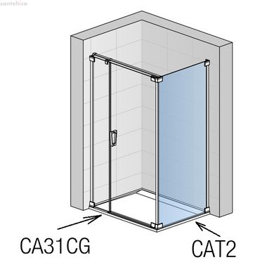 CAT20905007 CADURA бічна стінка, 900 мм, скло прозоре, проф.алюм.хром
