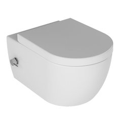 Унитаз-биде подвесной безободочный Quarter Bath Deep с крышкой Slim, подача холодной и горячей воды, белый 70DE03054.00.4_30SCD.03WG