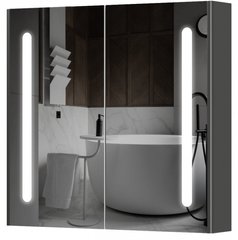 Зеркальный шкаф Aquarius Silver 80 графит 70930221 с LED подсветкой
