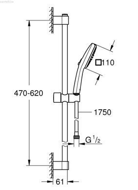 Душевой гарнитур Grohe Tempesta Cube 110 черный матовый 267482433