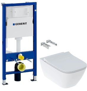 Инсталляция Geberit Duofix 458.103.00.1 + Унитаз подвесной Geberit Smyle Square 500.685.01.1 с сиденьем Soft Close