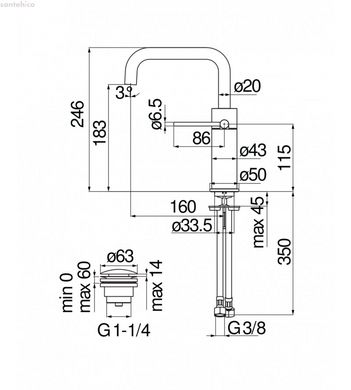 Змішувач для умивальника з донним клапаном хром Nobili Італія VE125118/2CR