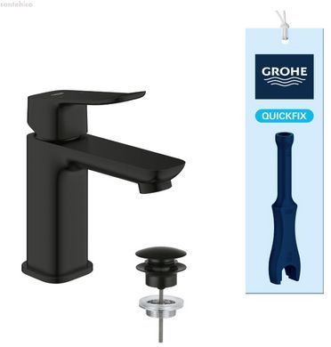 Смеситель для раковины Grohe Dice черный матовый 1018572430 с донным клапаном Push-Open