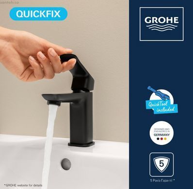 Смеситель для раковины Grohe Dice черный матовый 1018572430 с донным клапаном Push-Open