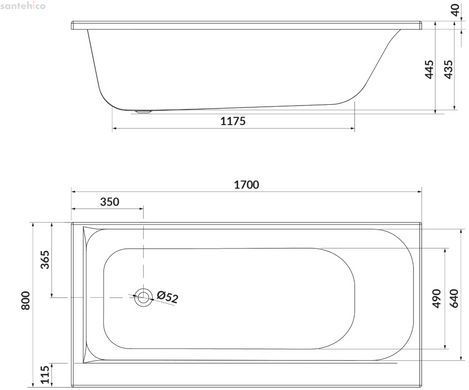 Ванна акриловая Cersanit Smart 170x80 L S301-117