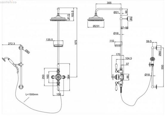 Термостатическая душевая система Burlington H17-CL