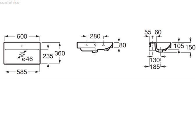 Раковина подвесная Roca Ona 60 см A327684000