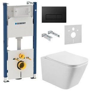 Инсталляция Geberit Duofix 3 В 1 458.126.00.1 с клавишей Geberit Delta51 115.105.DW.1 + Унитаз подвесной Volle Libra Rimless с сидением Slim Soft Close 13-41-160S