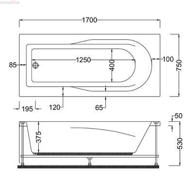 Ванна акрилова AquA PooL Nova 170х75 88A15317075