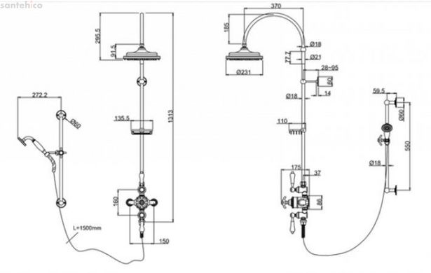 Термостатическая душевая система Burlington H13-AN