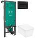 Инсталляция Hansgrohe iFrame Universal 01022180 с клавишей Original Q черный матовый + Унитаз подвесной Hansgrohe EluPura Q AquaFall Flush 60194450 с сиденьям Soft Close