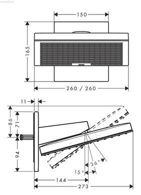 Верхній душ Hansgrohe Pulsify E 260 см чорний матовий 24350670