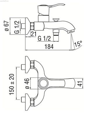 Змішувач для ванни без душового комплекту бронза Nobili Італія SI98110/1BR