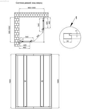Душова кабіна Qtap Pisces 90-105x90-105 (Профіль - чорний, скло - прозоре) LA109-11SC5
