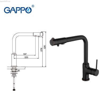 Змішувач для кухні GAPPO G4390-10 із підключенням фільтра питної води, чорний