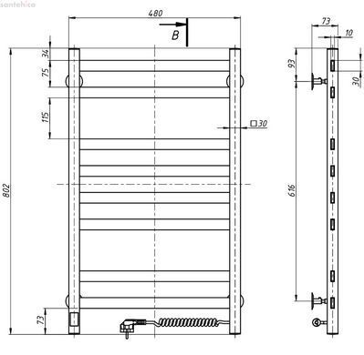 Полотенцесушитель электрический Navin Авангард 480х800 Sensor золото 10-428153-4880 левый