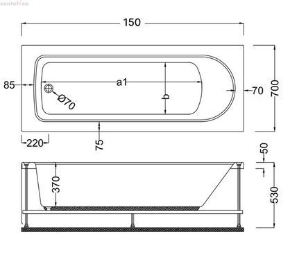 Ванна акрилова AquA PooL Origin 150х70 88A16915070