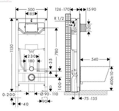Инсталляция Hansgrohe iFrame Universal 01022180 с клавишей Original Q черный матовый + Унитаз подвесной Villeroy &amp; Boch Architectura DirectFlush TwistFlush 4694CL01 с сиденьям Soft Close