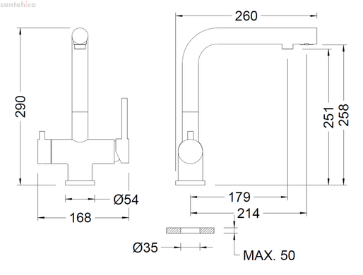 Змішувач для кухонної раковини з підключенням до фільтрованої води GENEBRE INOX-Osmos (65703 18 60 66)