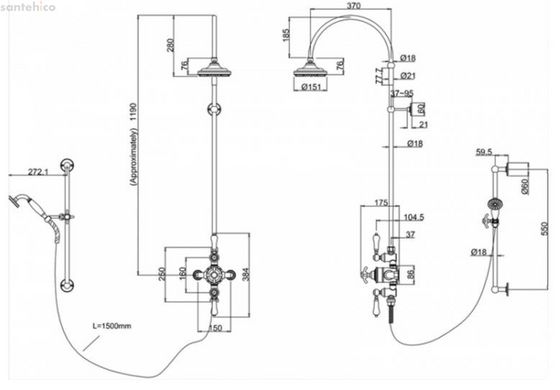 Термостатическая душевая система Burlington H12-AN