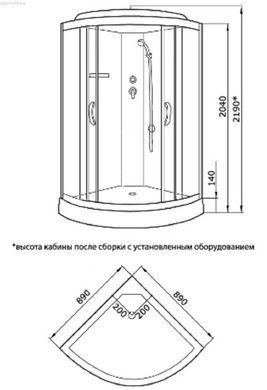 Гідромасажний бокс KO&PO 126 90х90 (Профіль - сатин, скло - матове) С15247
