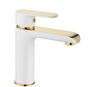 Смеситель для раковины (умывальника) REA BLOOM WHITE GOLD низкий REA-B9919