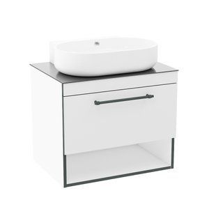 Тумба подвесная Imprese Black Edge 70 см белый f32117W с умывальником i32119