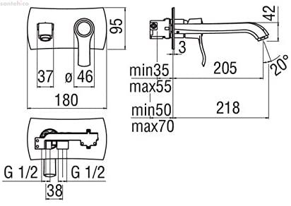 Змішувач для умивальника вбудовуваний без внутр частини бронза Nobili Італія SI98198/1BR