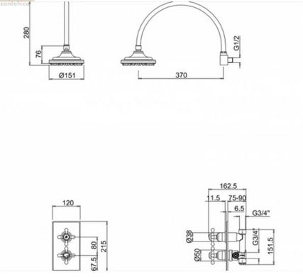Термостатическая душевая система Burlington H30-CL