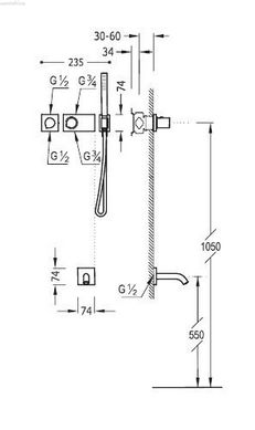 Термостатичний душовий комплект для ванни прихованого монтажу Tres BLOCK SYSTEM 20735208NM