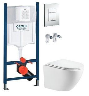 Инсталляция Grohe Rapid SL 38772001 3 в 1 + Унитаз подвесной Devit Flow Vortex Flush DFL0460111W с сиденьям Soft Close
