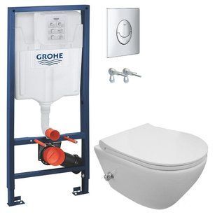 Инсталляция Grohe Rapid SL 38721001 3 в 1 + Унитаз подвесной с функцией буде Imprese Tomik c06809303 с сиденьем Soft Close