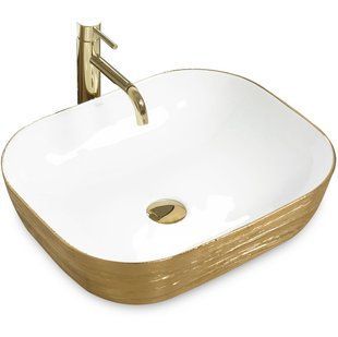 Умывальник (раковина) REA FLORIA GOLD / WHITE накладной REA-U0027