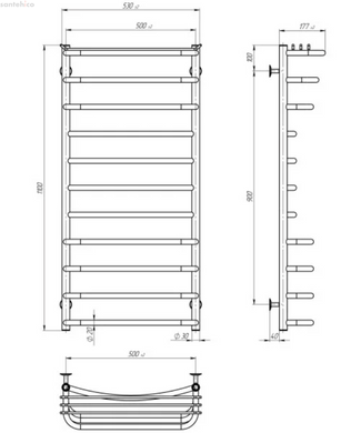 Рушникосушка електрична Deffi Юність 500x1100 хром C.YU.110.50.11.E.C.R.1 права