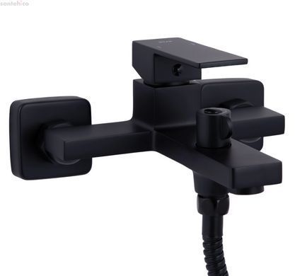 Змішувач для ванни Qtap Gemini чорний матовий QTGEM259BLM45682 з душовим гарнітуром