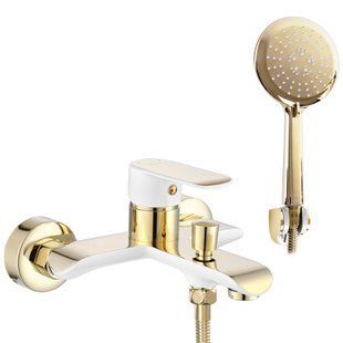 Змішувач для ванни REA BLOOM WHITE GOLD білий/золото настінний з виливом REA-B9932