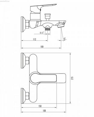 Змішувач для ванни IMPRESE KUCERA 10105 хром, 35 мм