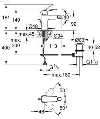 Смеситель для биде Grohe Cubeo черный матовый 1018102430
