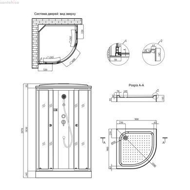Душевой бокс Kroner Enzo 90x90 (Профиль - сатин, стекло - тонированное) CV029572