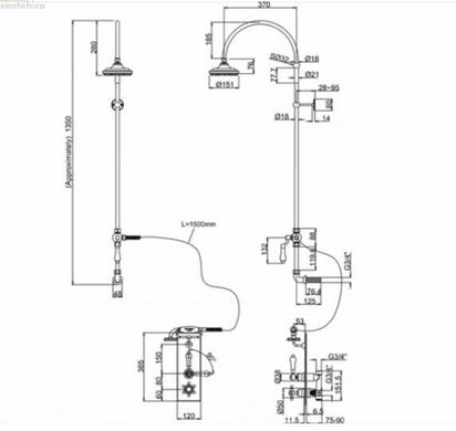 Термостатическая душевая система Burlington H34-BI