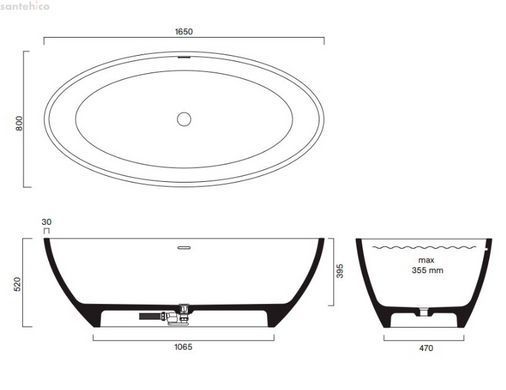 Ванна зі штучного каменю Catalano 165x80 білий матовий 7239010021