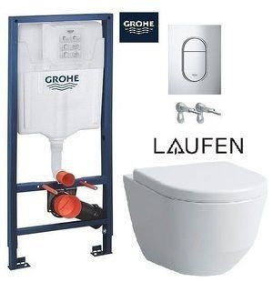Комплект инсталляция Grohe Rapid SL 39504000 + Унитаз подвесной LAUFEN PRO Rimless (без ободка) + сиденье с крышкой SOFT CLOSE H8209660000001