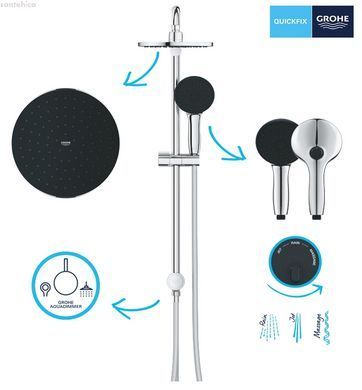 Душовий набір з термостатом Grohe Precision Flow QuikFix Vitalio Start System 200 хром UA202908TR