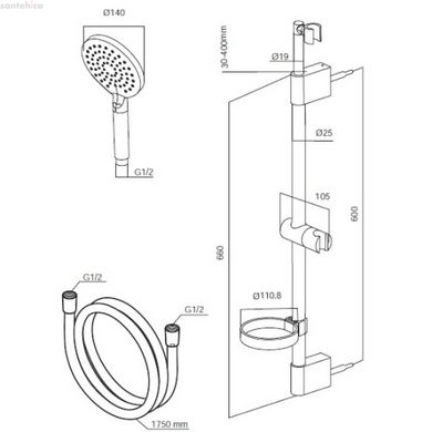 Душовий набір 3 типи струменя AM-PM Inspire ShowerSpot F0750000