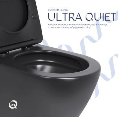 Унітаз підвісний Qtap Robin Ultra Quiet чорний матовий QT13332381АSMB з сидінням Soft-close
