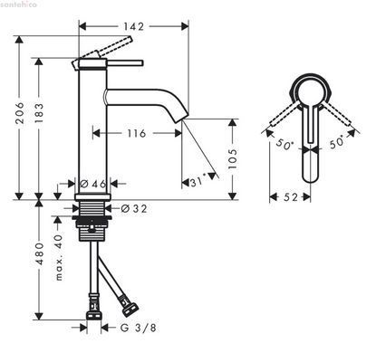 Смеситель для раковины Hansgrohe Tecturis S 110 шлифованная бронза 73311140
