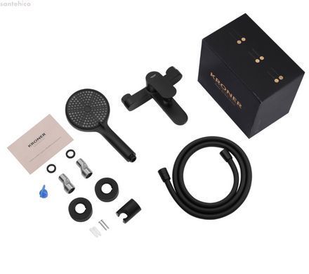 Смеситель для ванны Kroner Element 211315-3801 черный матовый CV035954 с душевым гарнитуром