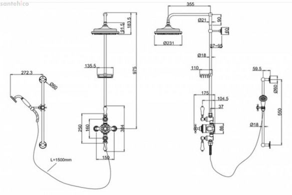 Термостатическая душевая система Burlington H17-BI